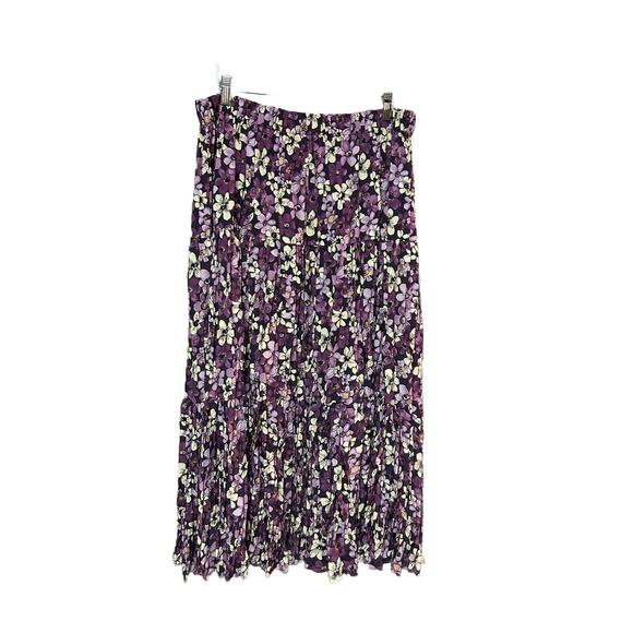 Vtg SHELBI RANCH One Size (plus?) SKIRT Crinkle floral Stretch Waist Tiered J24 - Picture 1 of 10